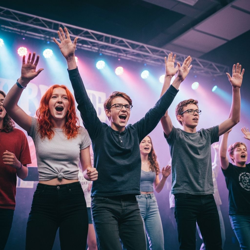 Youth worshipping and having fun
